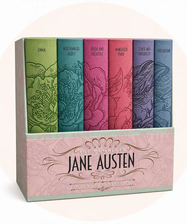 Jane Austen 6 Book Faux Leather Bound Set with Decorative Pages