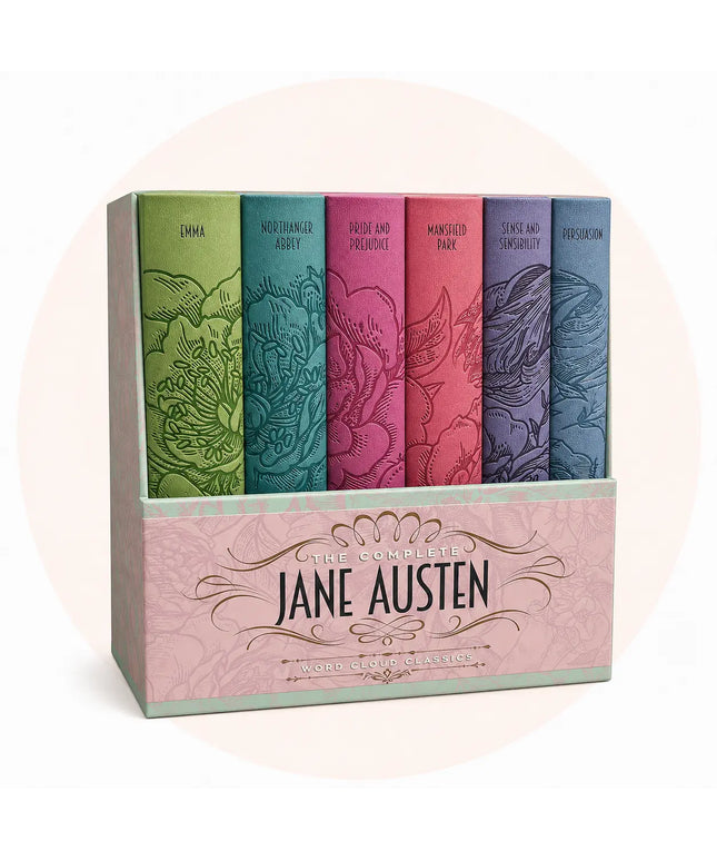 Jane Austen 6 Book Faux Leather Bound Set with Decorative Pages
